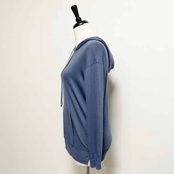 Massimo Dutti Dusty Blue Hooded Kangaroo Pocket Knit Pullover Top - Picture 5 of 9